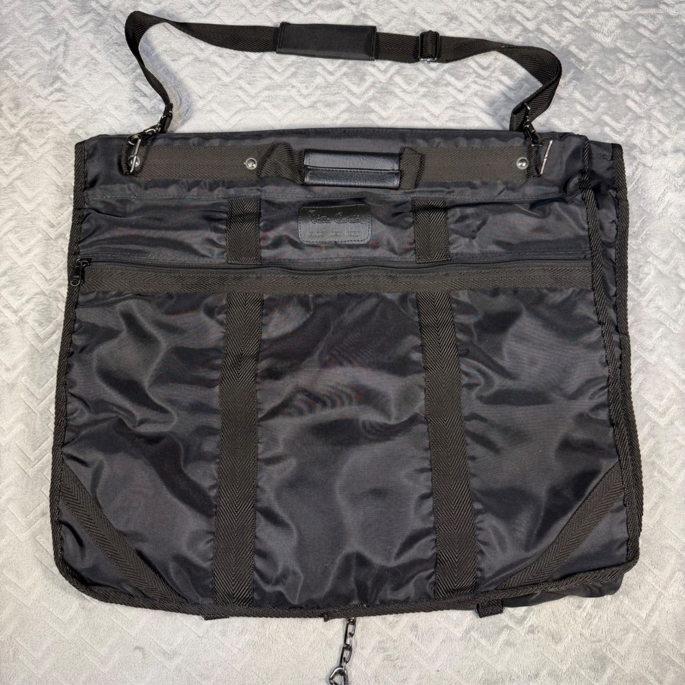 Pierre Cardin Garment Bag Black Hanging Suit Travel Luggage Vintage Nylon